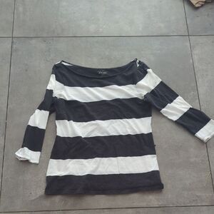 Old Navy Black And White Striped Boat Neck Top Size Small
